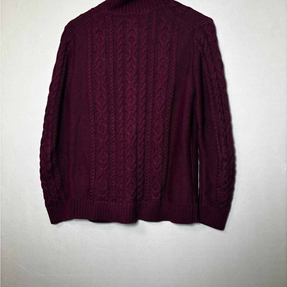 L.L Bean Women’s Cable Knit Zipper Front  Cardigan Purple- Size Large - Picture 5 of 5